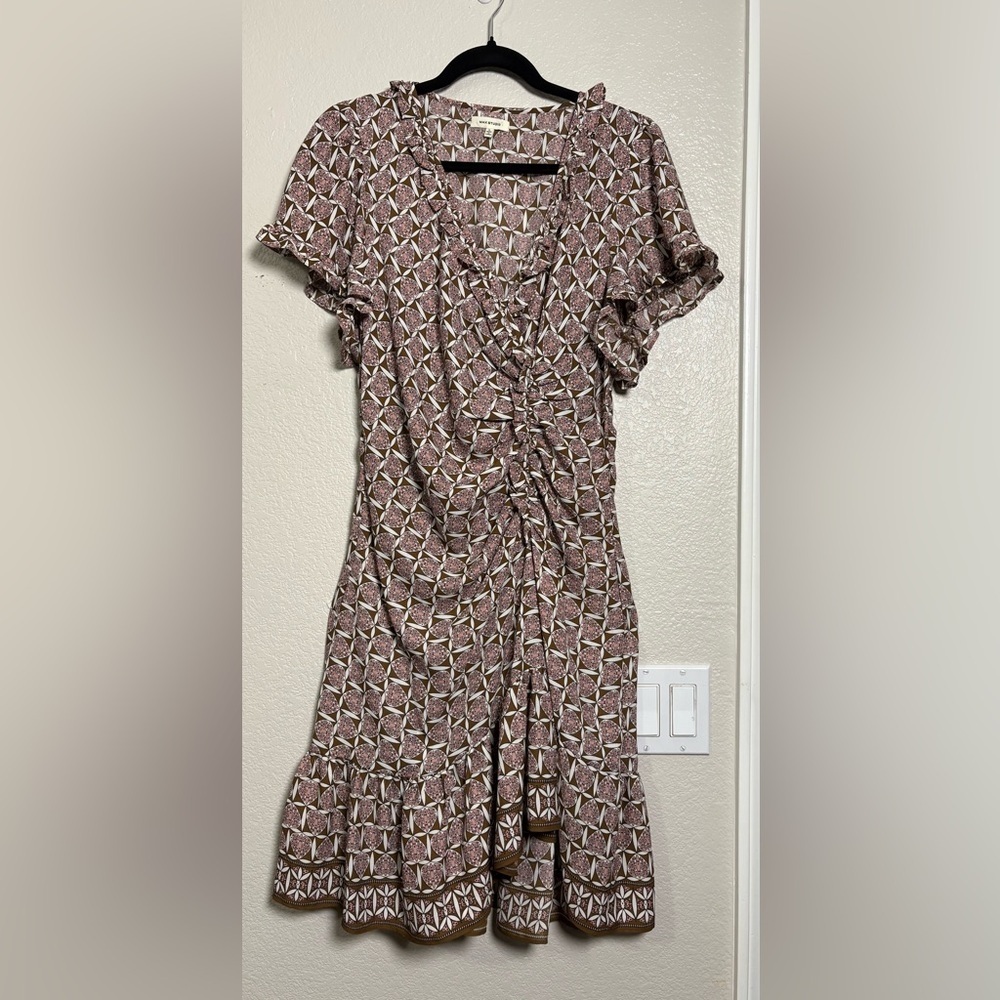 Max Studio Mauve Geometric Asymmetrical Wrap Dress
